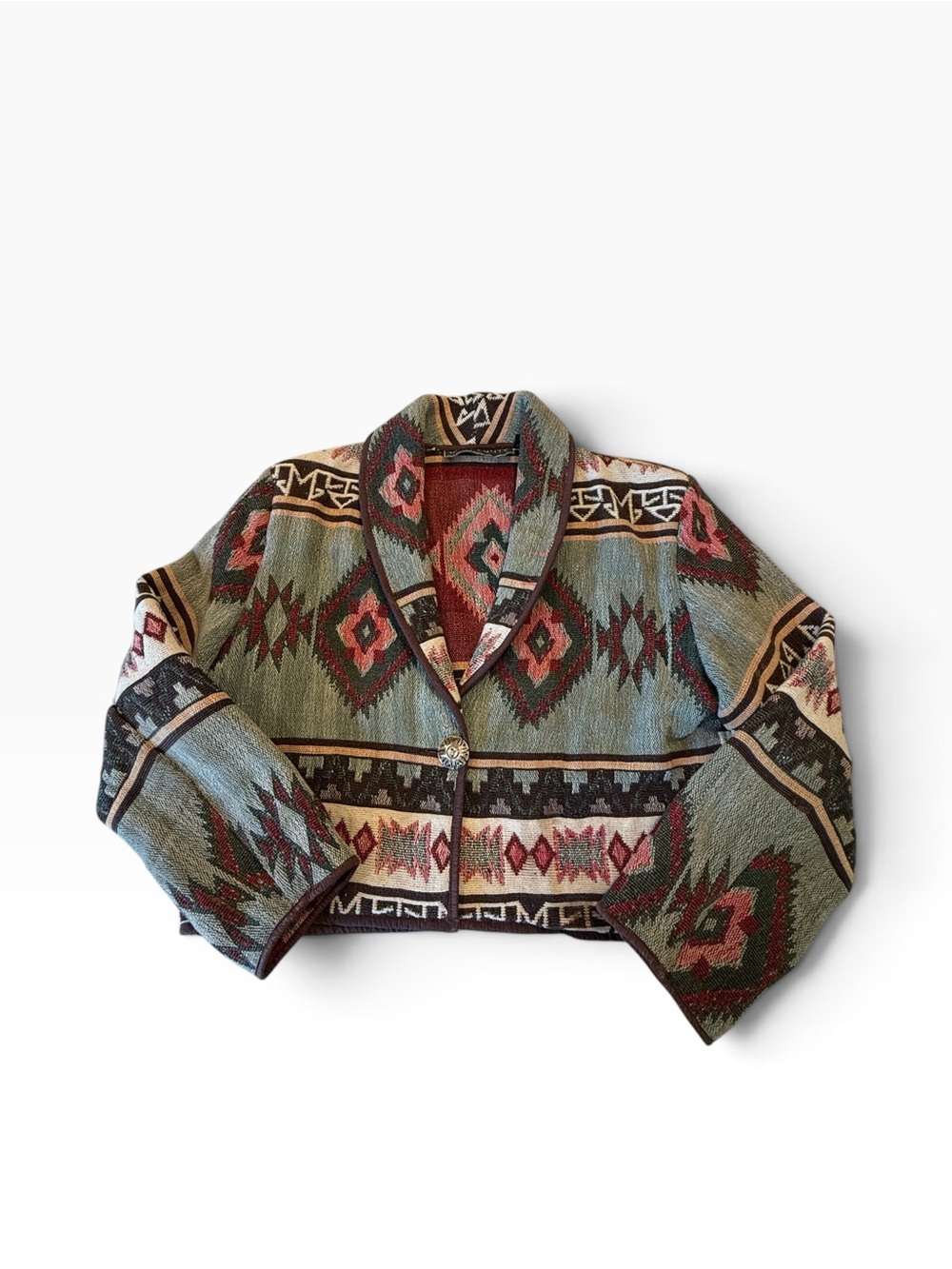 Vintage Southwestern Tapestry Cropped Jacket Boho Western 90s Y2K New Identity